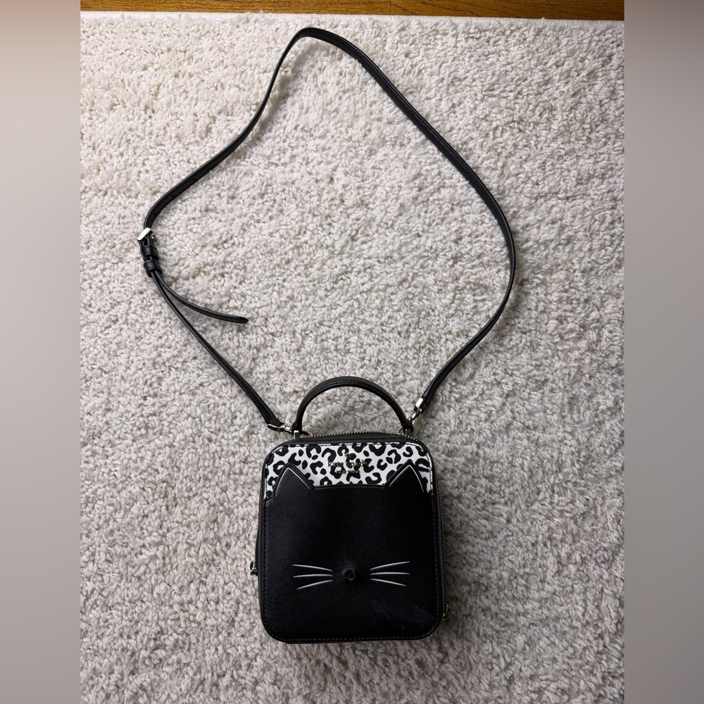 Kate Spade Daisy Vanity Meow Crossbody Bag Black